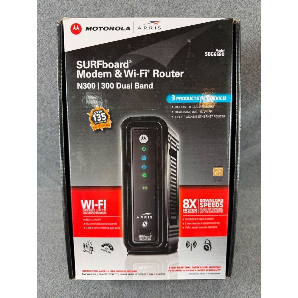 Motorola ARRIS SBG6580 Cable Modem Wi-Fi Router N300 Dual Band SBG6580-G228